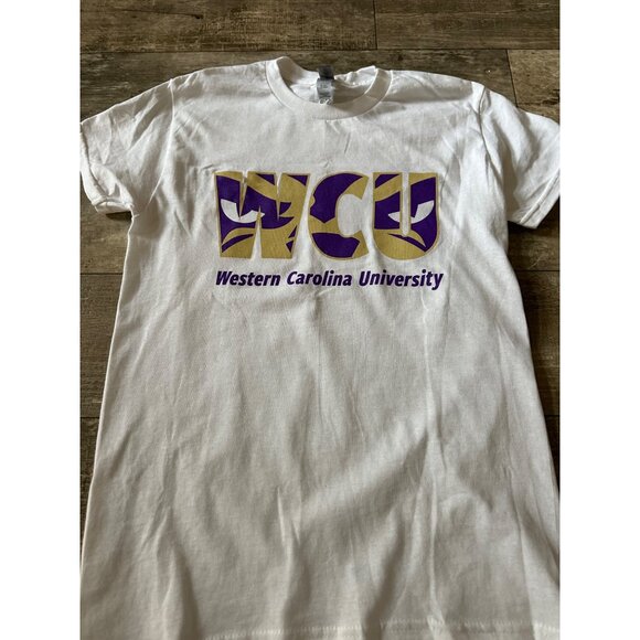 Western Carolina University WCU White Graphic Tee Heavy Cotton Size Small By Gil - Picture 4 of 7